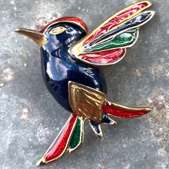 Jewelry - Vintage Bird Brooch enamel multicolor